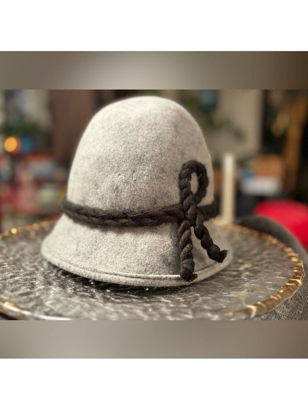 Original Faustmann Vintage Wool Felt Alpine Hat • Gray & Black • Old Money • EUC